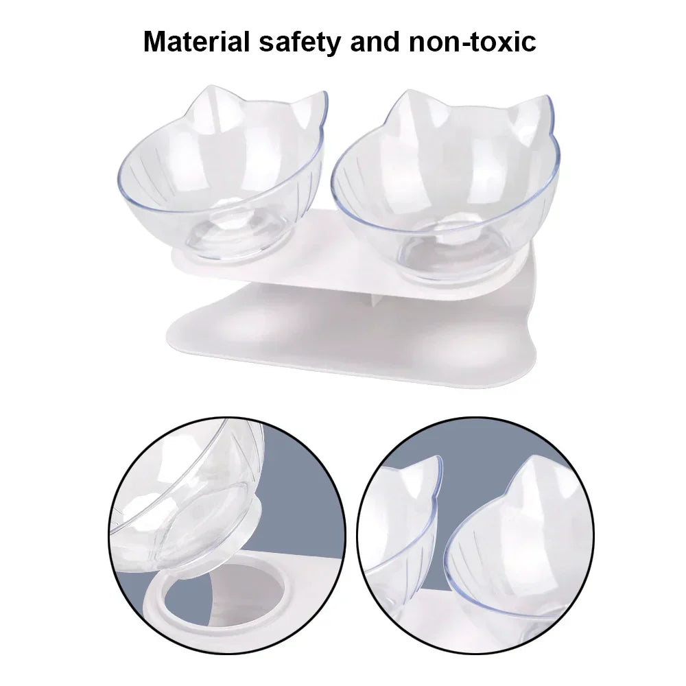 Ergonomic Double Pet Bowl Set – Non-Slip, Raised Stand for Dogs & Cats