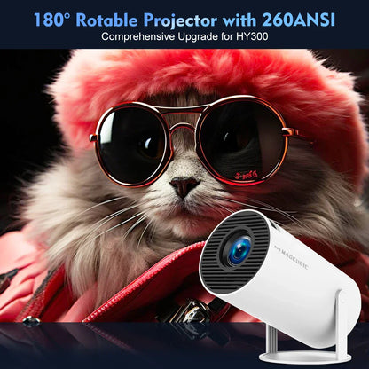 4K Android Projector – HY300 Pro with WiFi6, 260ANSI, BT5.0, and Home Theater Quality