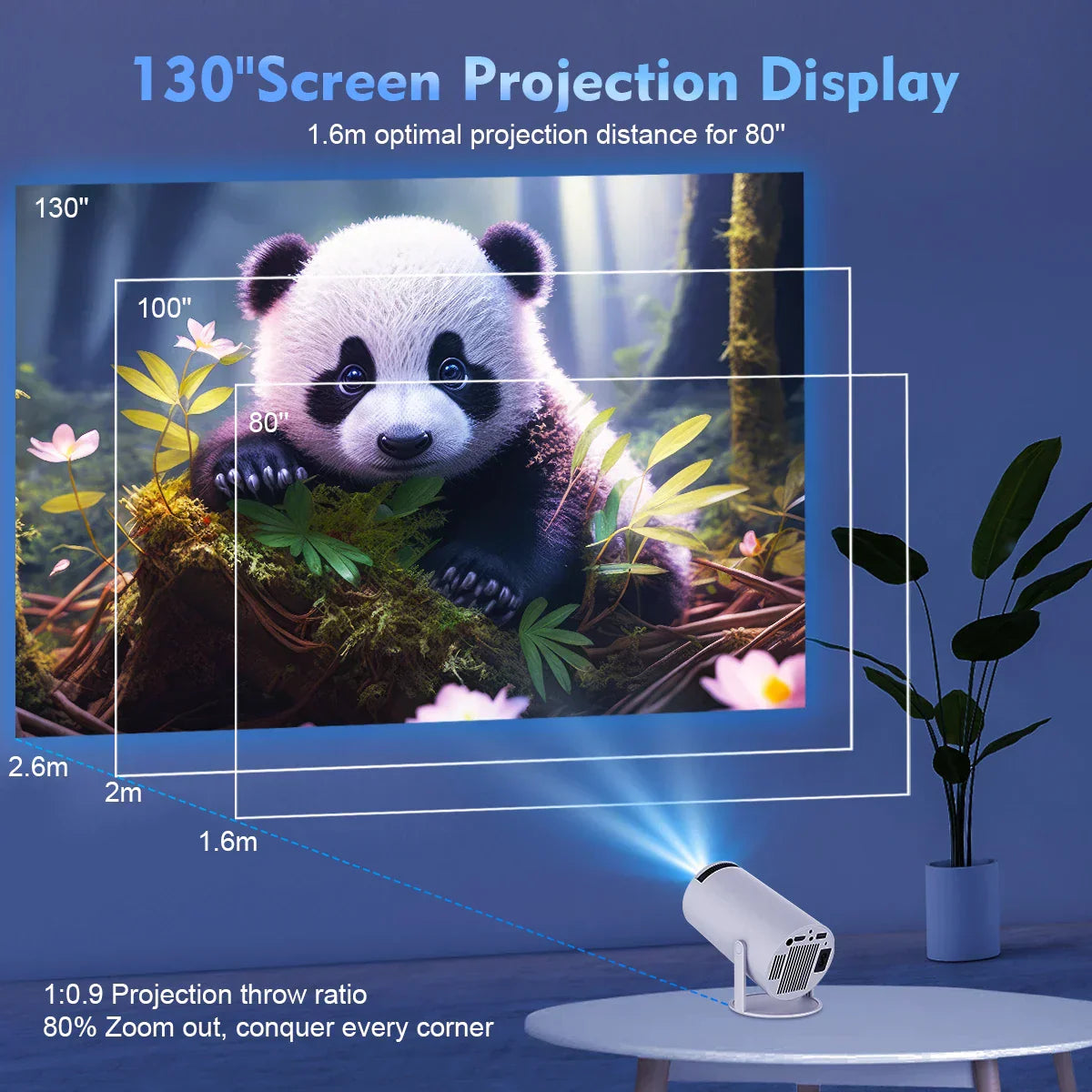 4K Android Projector – HY300 Pro with WiFi6, 260ANSI, BT5.0, and Home Theater Quality